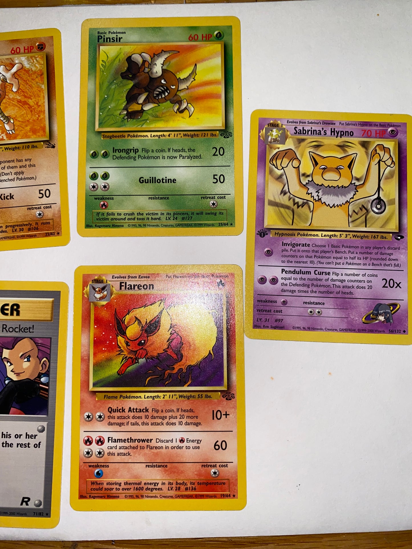 Pokemon Card Lot 11 Cards - Gym Challenge, Jungle, Team Rocket, Base, Fossil - Rares - 1st Editions - Holographic - Light Play